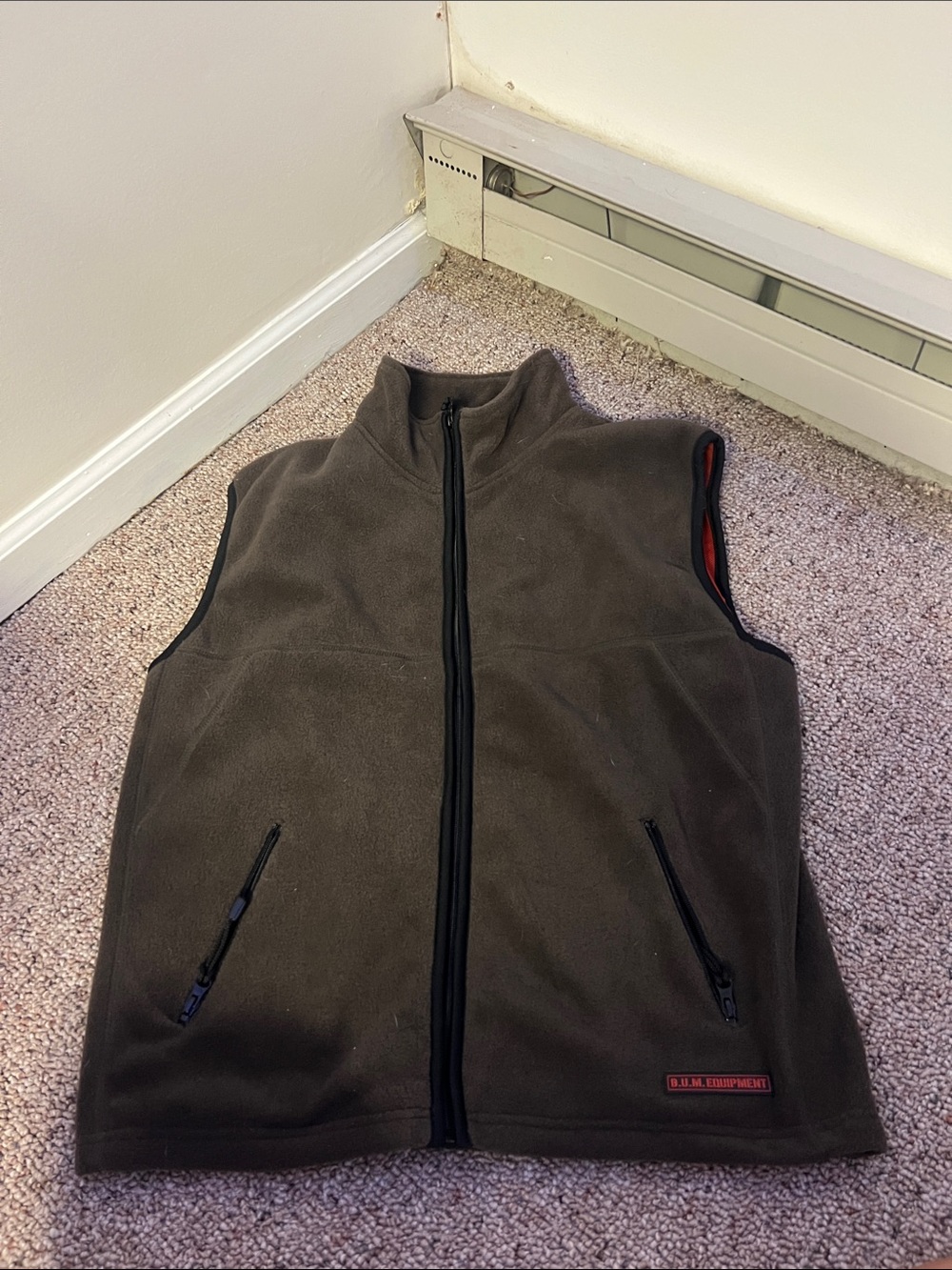 B.U.M. Equipment Brown Fleece Full Zip Vest Men’s Size Large
